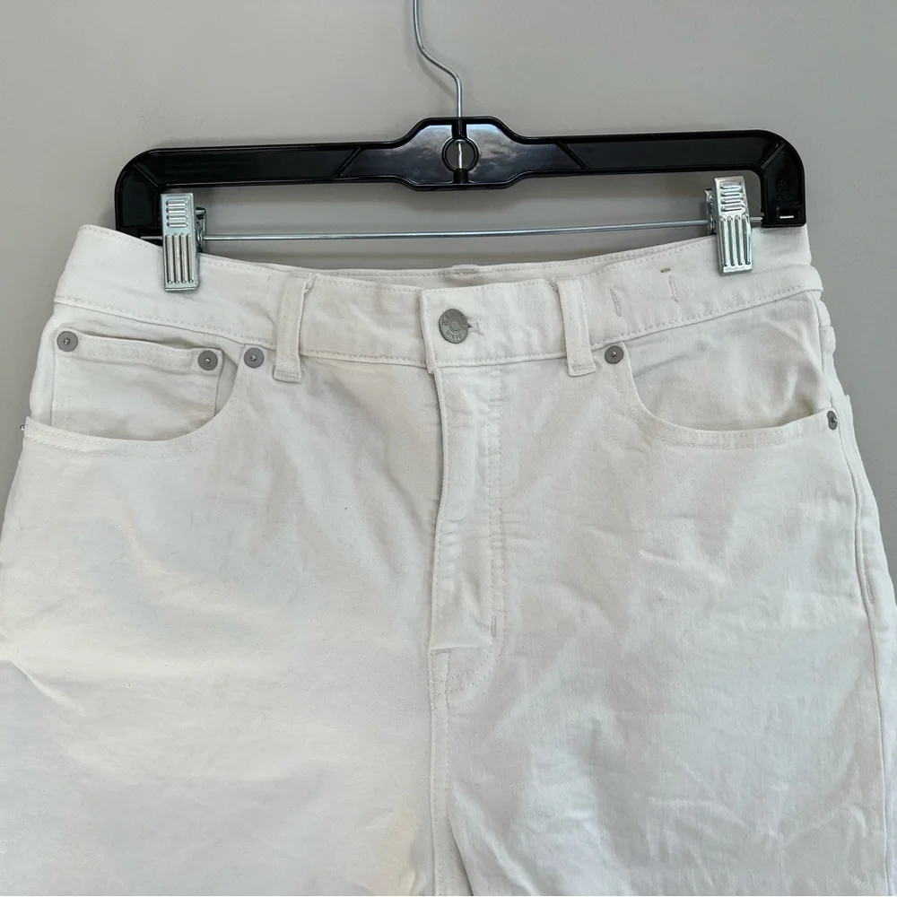 Madewell The ‘90s Straight Crop Jean with Raw Hems in Tile White, size 28